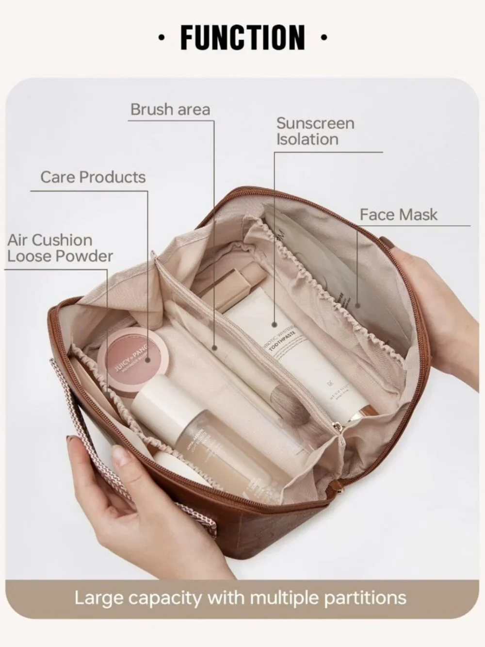 Large Capacity Waterproof Makeup Bag | Portable Toiletry Organizer for Travel